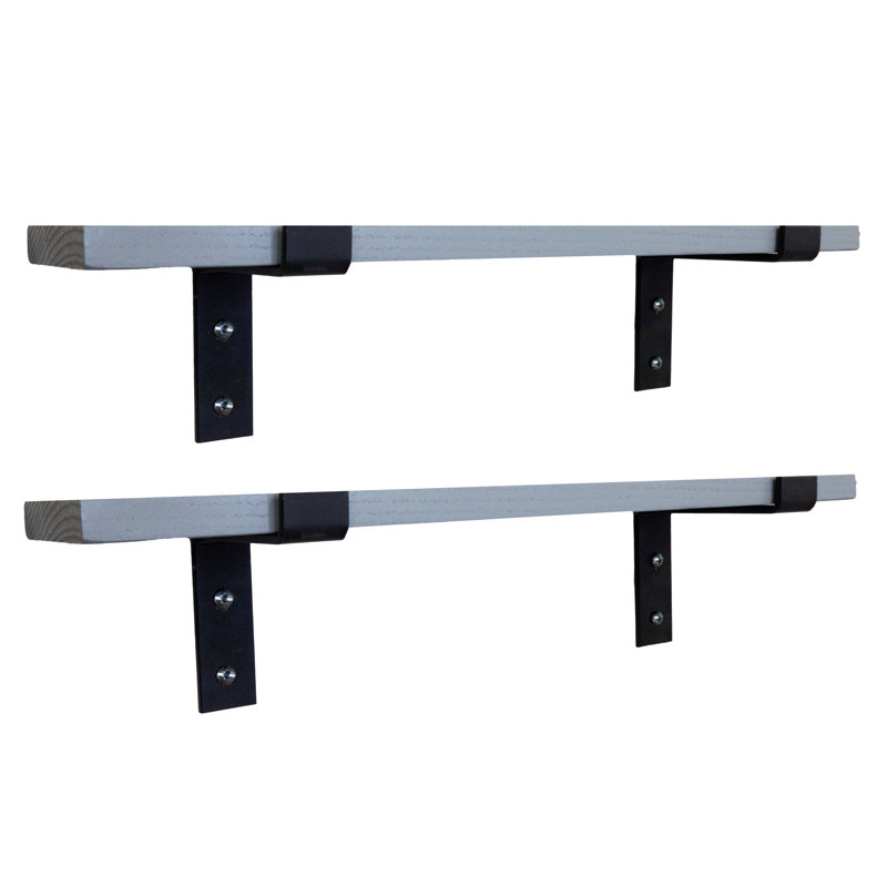 Arriyanah 2 Piece Solid Wood Bracket Shelf, 1" H x 19" W x 7" D, Grey