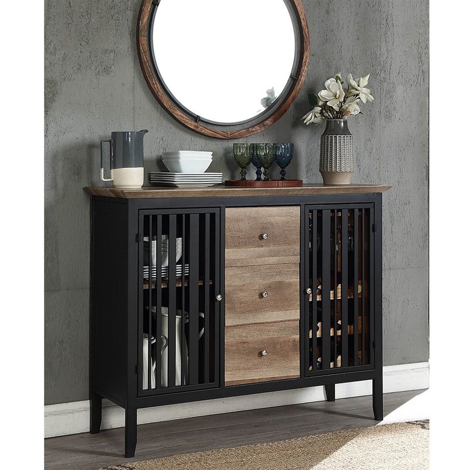 Red Barrel Studio® Yanilsi 3-Drawer Server in Antique Oak and