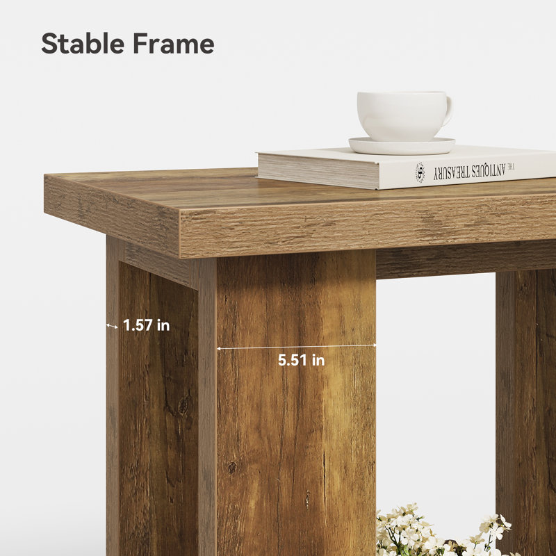 Set Of 2  Wooden Side Table, 2, Brown