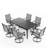 7 Piece Patio Dining Set, Outdoor Dining Table And Chairs Set For 6, 6 Swivel Chairs, 1 Iron Rectangular Table With Adjustable Umbrella Hole, Patio Furniture Set For Deck, Backyard, Lawn, Poolside, Brown/Gray/Blue-292135549