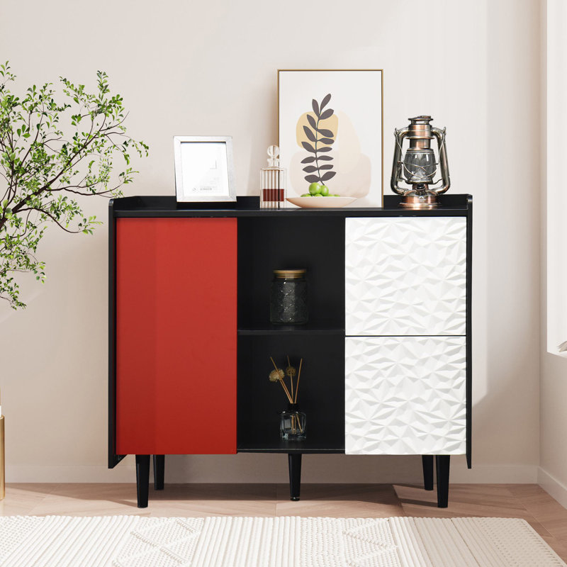 Atilana Accent Cabinet, Red/Black/White