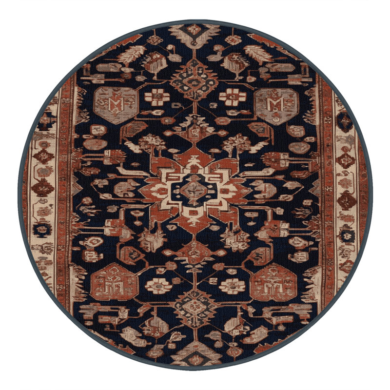 Tapis brun turc lavable à la machine, Rond 3 pi
