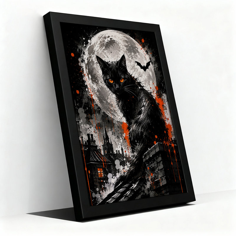 Toile noire d'Halloween sur un toit, H 30 po x l 20 po