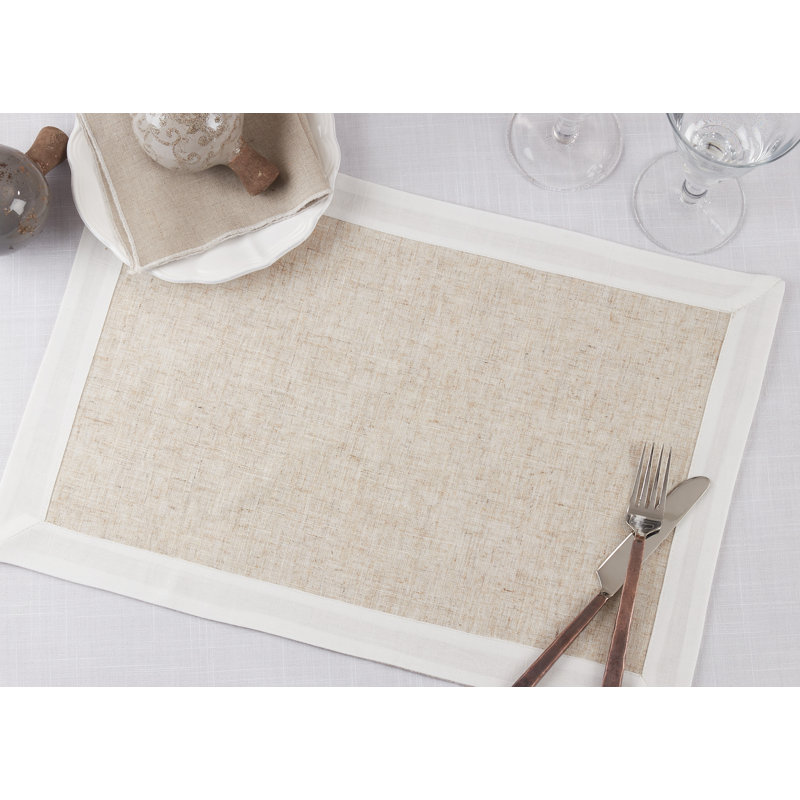 Natural Two Tone Linen Blend Table Placemats Set of 4