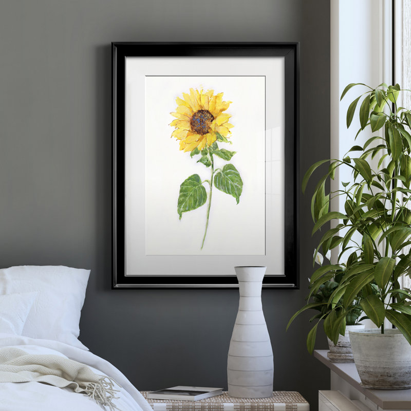 Tournesol II - imprimé, Papier avec cadre noir, H 22,5 po x l 30,5 po x P 1,5 po