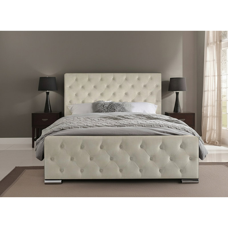Carlos Upholstered Bed Frame, Cream, Super King (6')