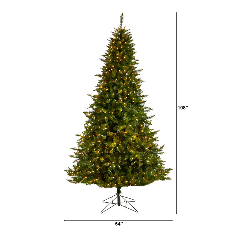 Lighted Artificial Christmas Tree, 9' H