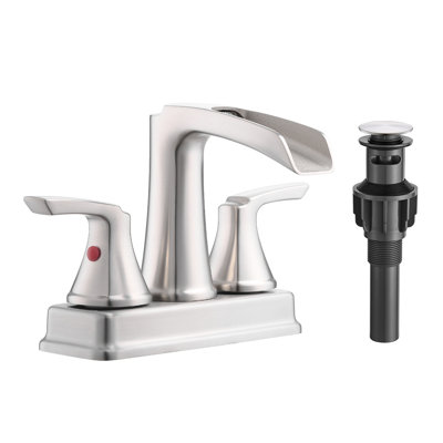 Robinet cascade 4 pouces en nickel brossé, 2 poignées, pivotant sur 360 degrés, lavabo à 3 trous, élégant et décoloré