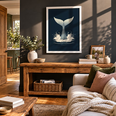 Whale Tail Rising Coastal - Framed Print