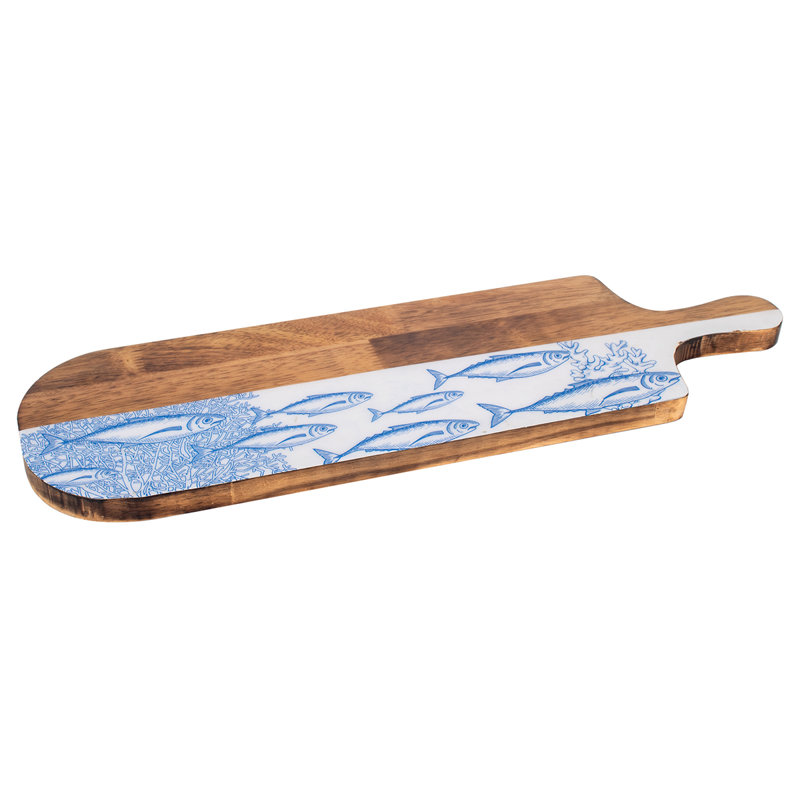 Charlesworth Home Decor Chopping Board Fish Boxes and Trays | Oval Blue Board - 2x49x15cm