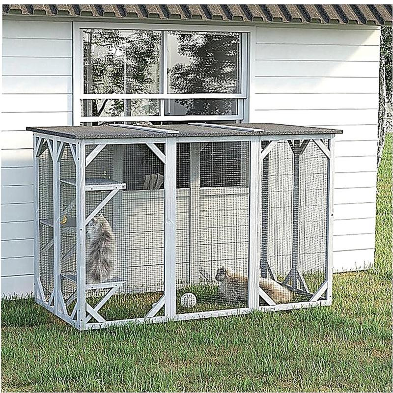 Grande cage d'extérieur en bois pour chat