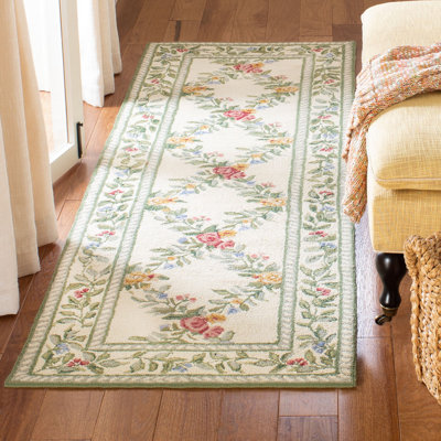 Hand Hooked Wool Pile Floral Rug