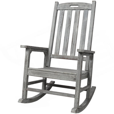 Chaise berçante de véranda surdimensionnée en bois avec siège large et dossier haut, chaises berçantes lisses à haut dossier pour l'extérieur et l'intérieur