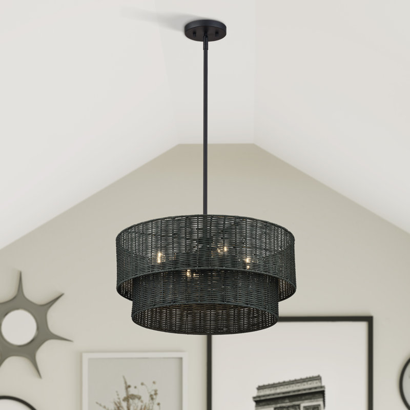Lustre suspendu 4 lumières Arsdale, Noir mat