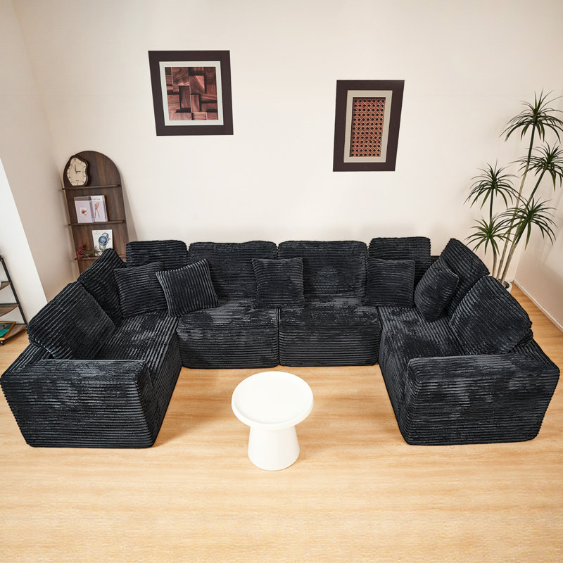 Canapé modulaire en velours côtelé à compression de 135 pouces pour maison moderne