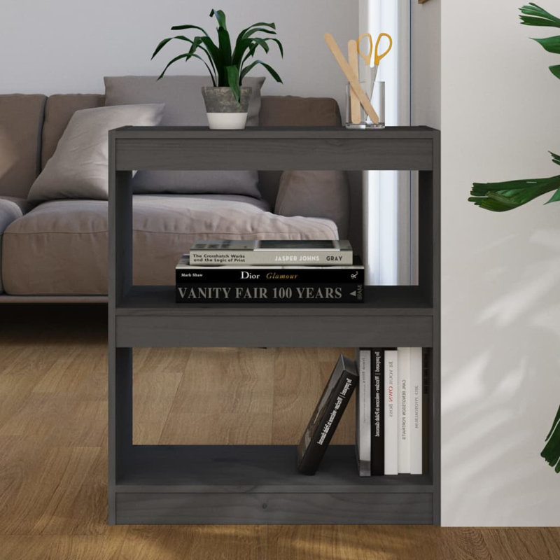 Paravent en bois de pin massif, gris, (2 tablettes) H 28,1 po x l 23,6 po x P 11,8 po