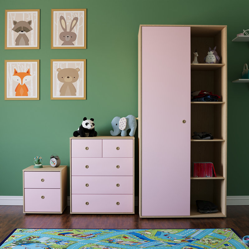 Eberly Bedroom Set, Pink/Oak