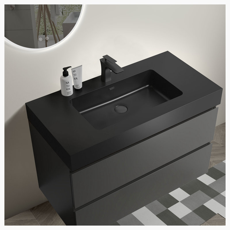 Meuble-lavabo simple 35,8 po avec comptoir en céramique