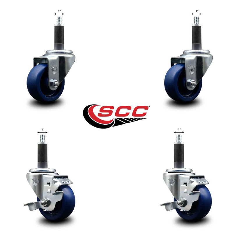 Ensemble de roulettes extensibles pivotantes en poly solide 2 roues SCC TLB 3 po x 1 po