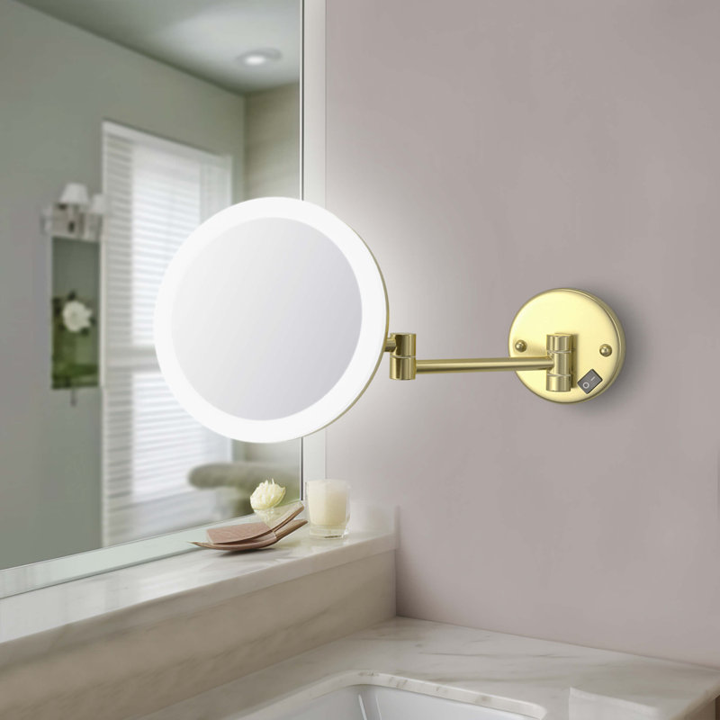Miroir de maquillage circulaire , Or brossé