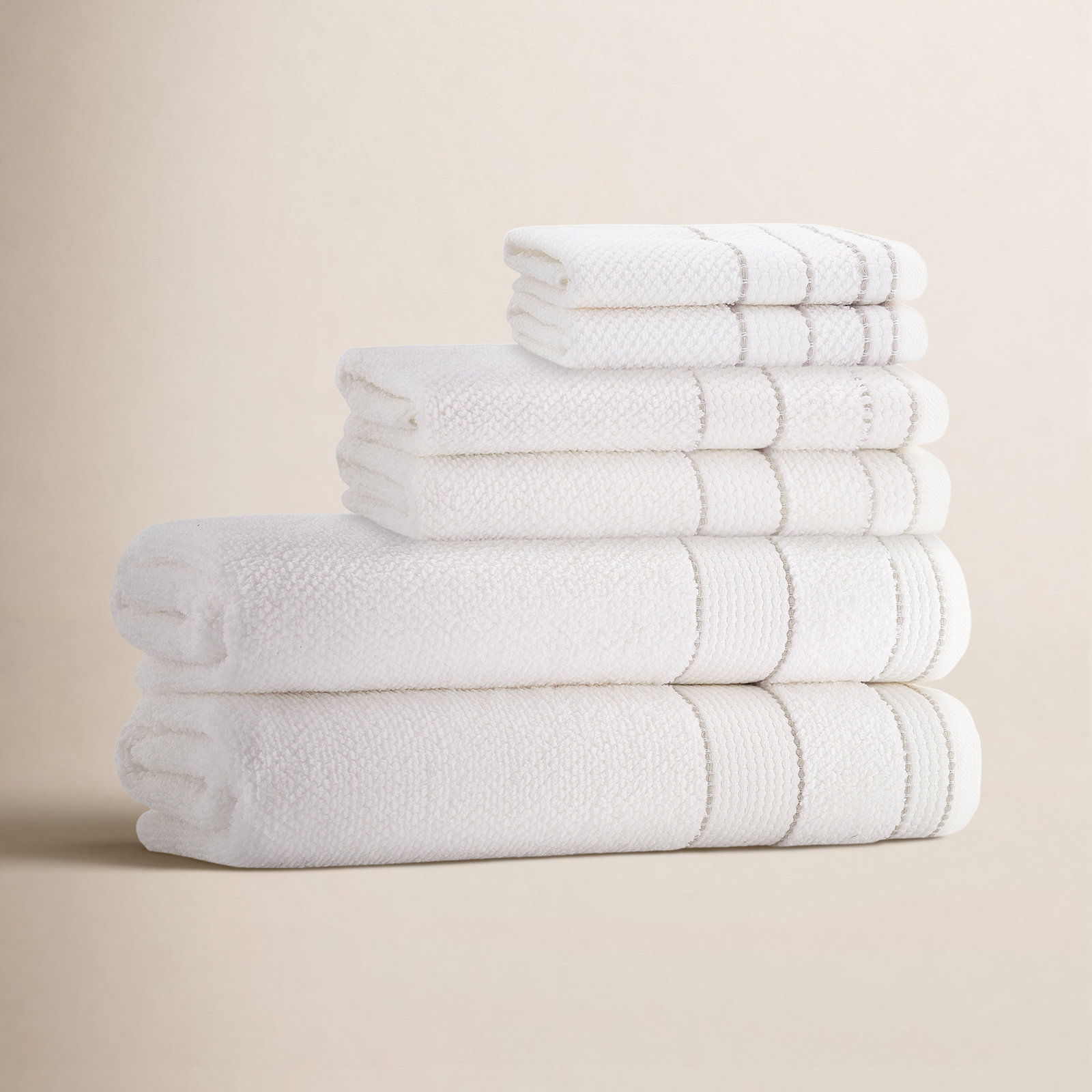 Kahmel 6 Piece Turkish Cotton Towel Set, Cream