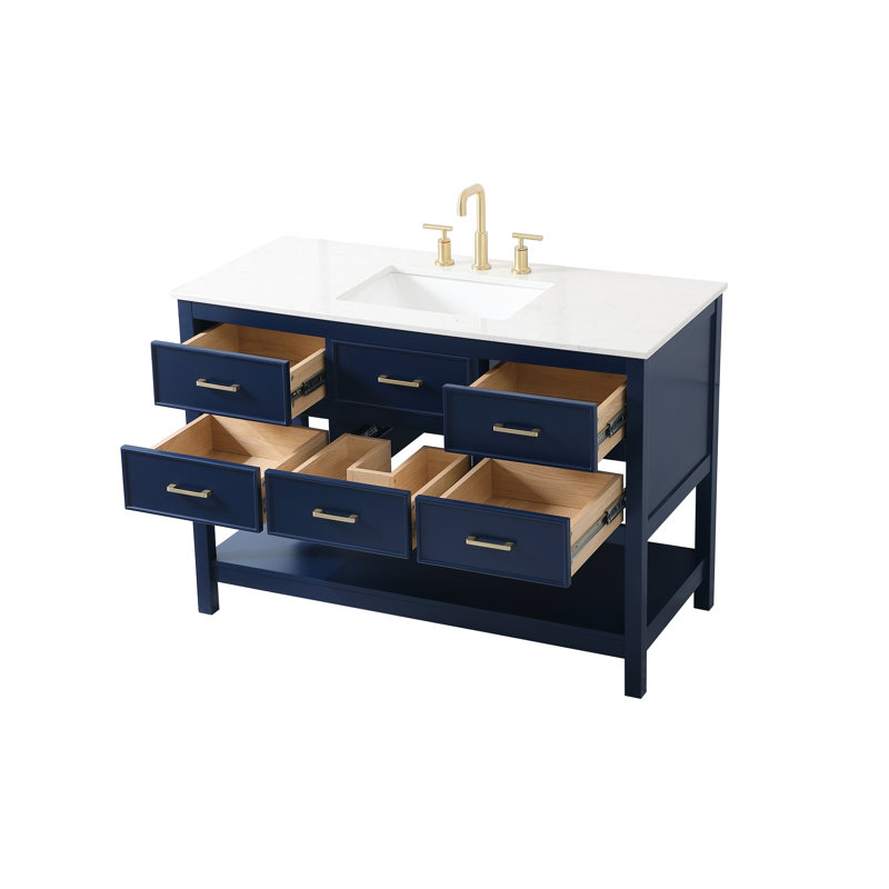 Sinclaire 48'' Single Bathroom Vanity with Engineered Marble Top, Blue