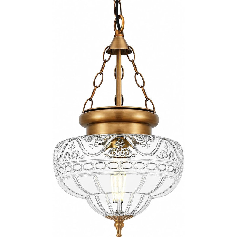 Luminaire suspendu rétro en laiton antique brossé pour îlot de cuisine, luminaire suspendu en verre texturé soufflé à la main, luminaire suspendu à hauteur réglable E26 pour la salle à manger, le vestibule, le couloir