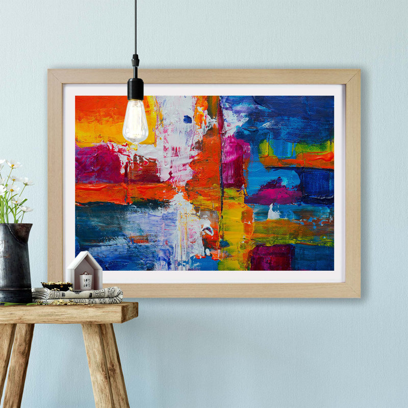 Abstract Vol.443 by S.Johnson - Single Picture Frame Painting, 45cm H x 63cm W x 2cm D, Oak