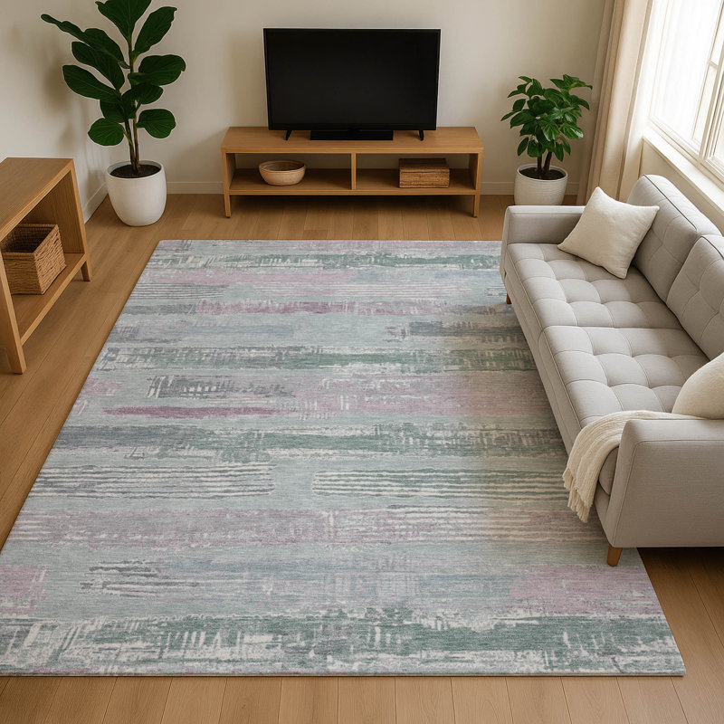 Premium Machine Washable Slesnick AMF1665 Stripes Rug, Rectangle 9' x 12'