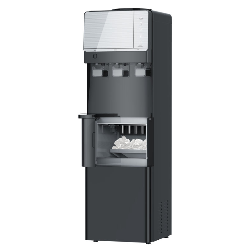 IKT Freestanding Top Loading Water Dispenser with Ice Maker 27 lbs. Daily Capacity, Black
