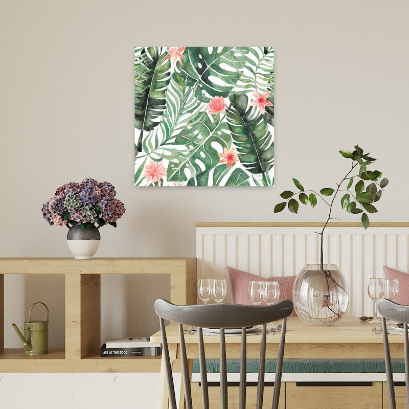 Motif de pétales de paradis I, art abstrait de palmier fougère, H 18 po x l 18 po