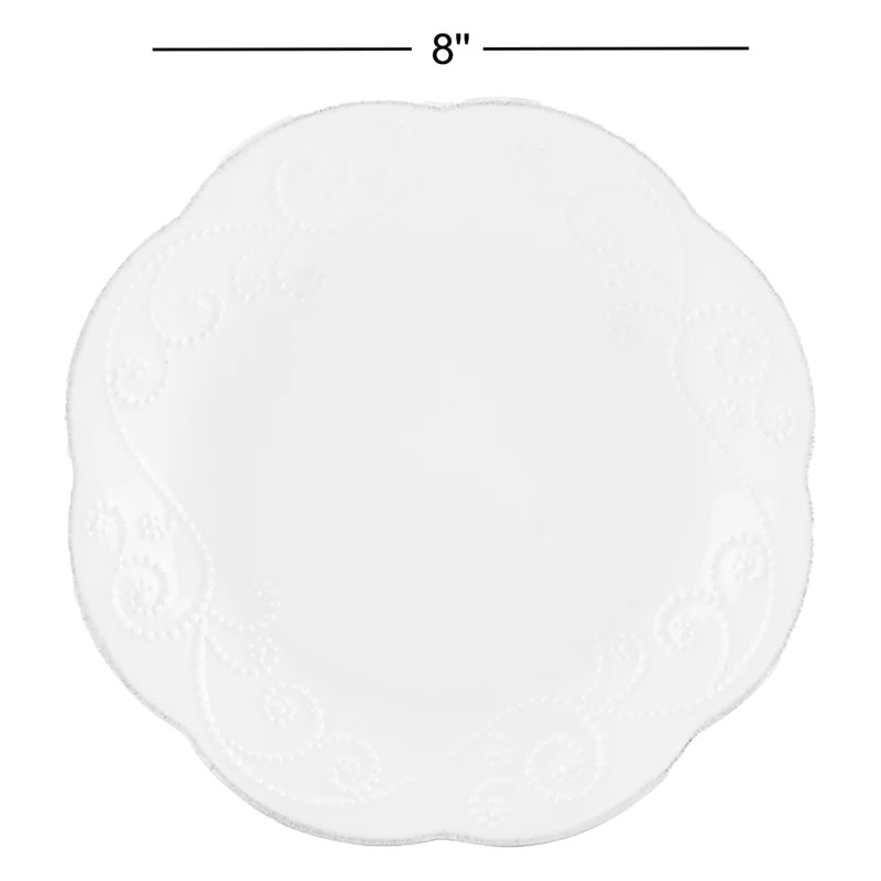 French Perle White 4-Piece Dessert Plate Set - Thumbnail 2