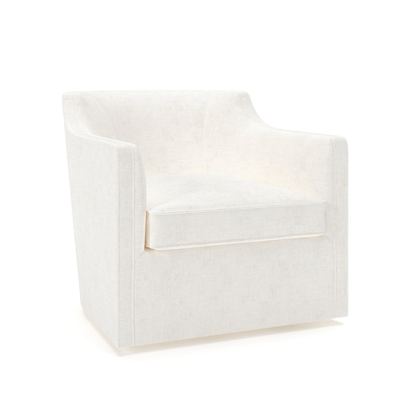 Fauteuil pivotant rembourré Marietta, Mélange de lin naturel Bevin