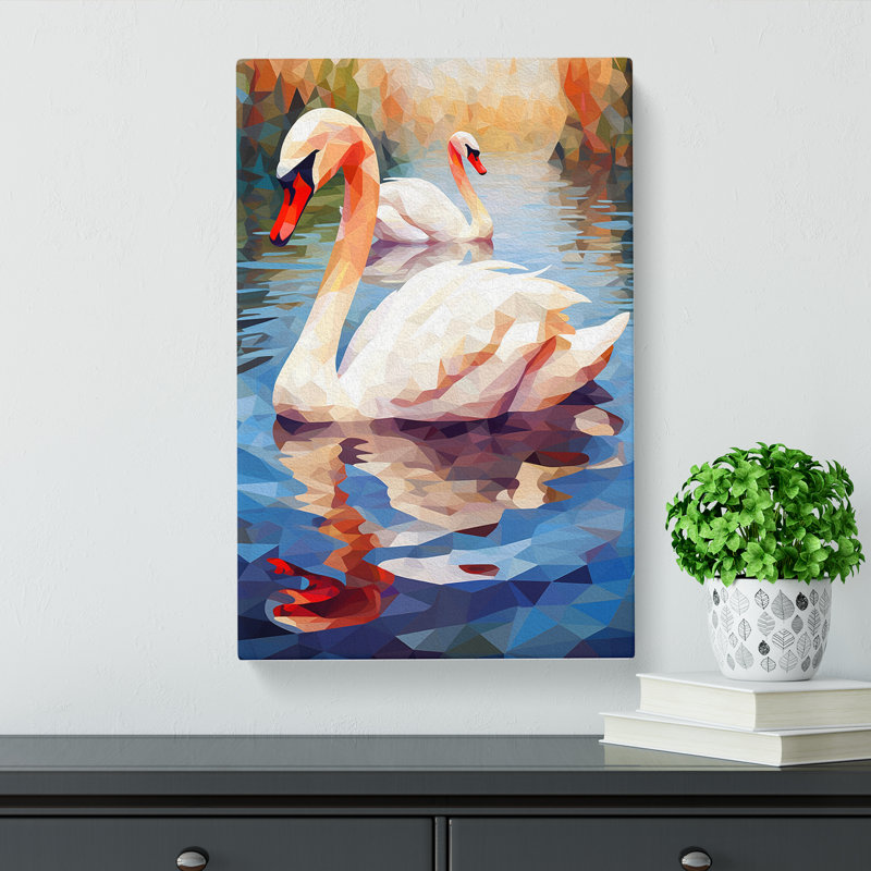 Swan Cubism - Print, 76cm H x 50cm W x 3cm D