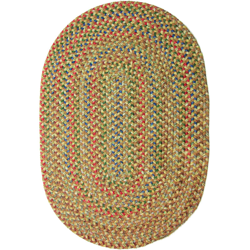 Tapis beige jaunâtre tressé Deckerville, Ovale 2 pi x 3 pi