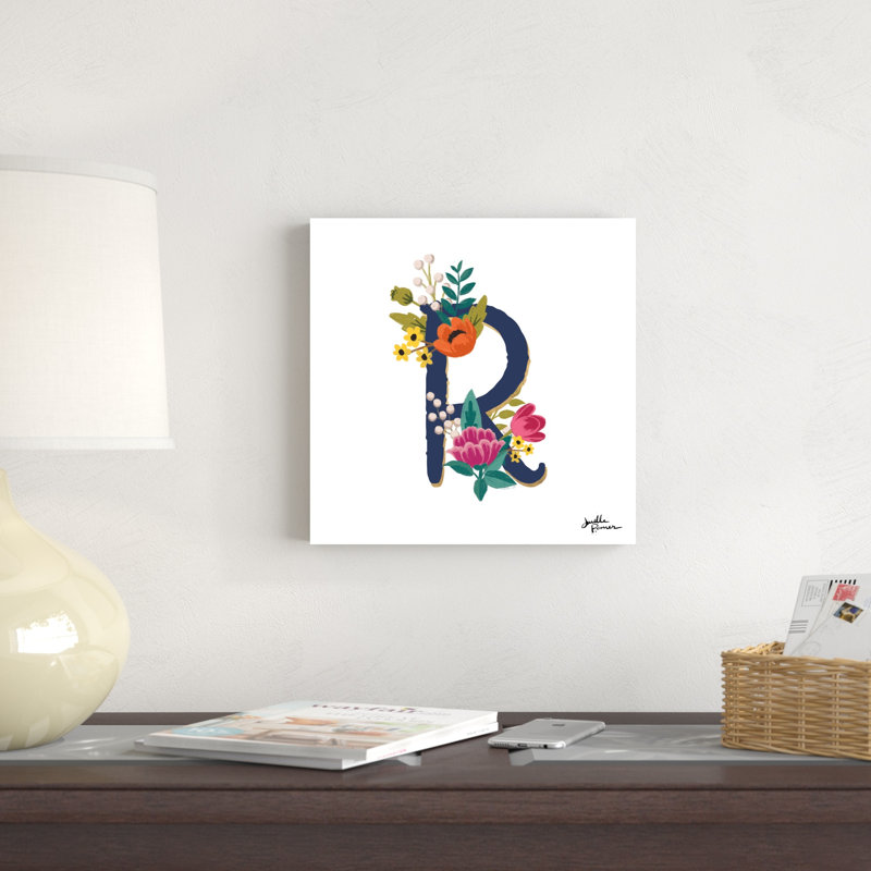 " Romantic Luxe R Navy " by Janelle Penner, 12" H x 12" W x 1.25" D
