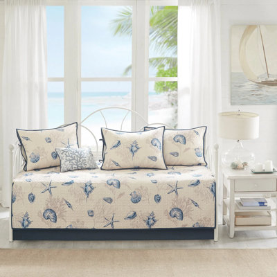 Ensemble de housse de lit de jour réversible 6 pièces à imprimé blanc