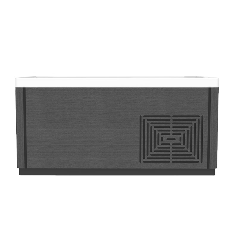 Icelin Indoor/Outdoor Cold Plunge Tub with Integrated Chiller, Temperature Control Panel, LED Light, Water Jets & Built‑In Seat – Freestanding Wooden Acrylic Design