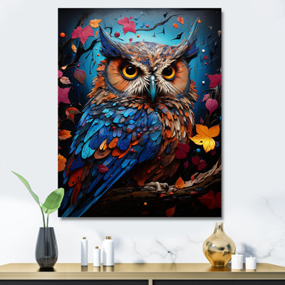 Pop Art, chouette, sagesse, crépuscule sur toile