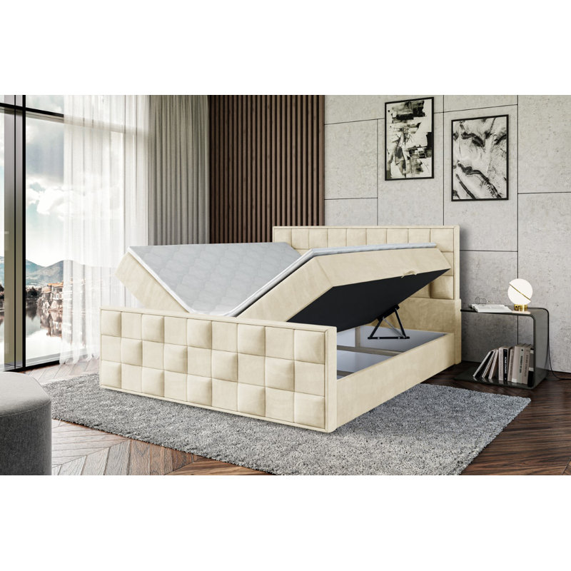Ryah Bed with Mattress, 120 x 200cm, Beige