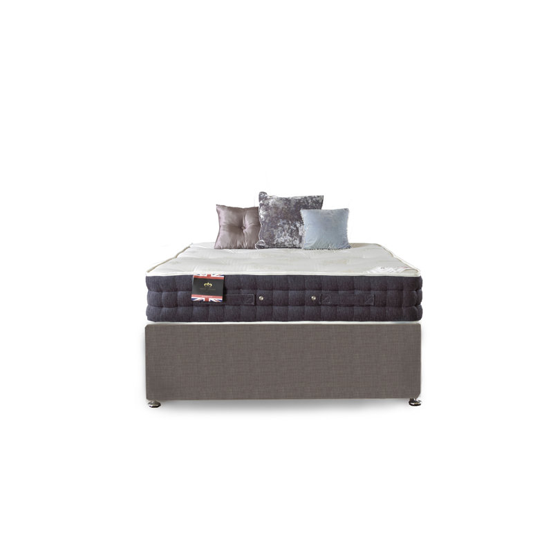 Asia Coil Spring Divan Bed Set, Small Double, 4 Drawers, Slate Grey Linen
