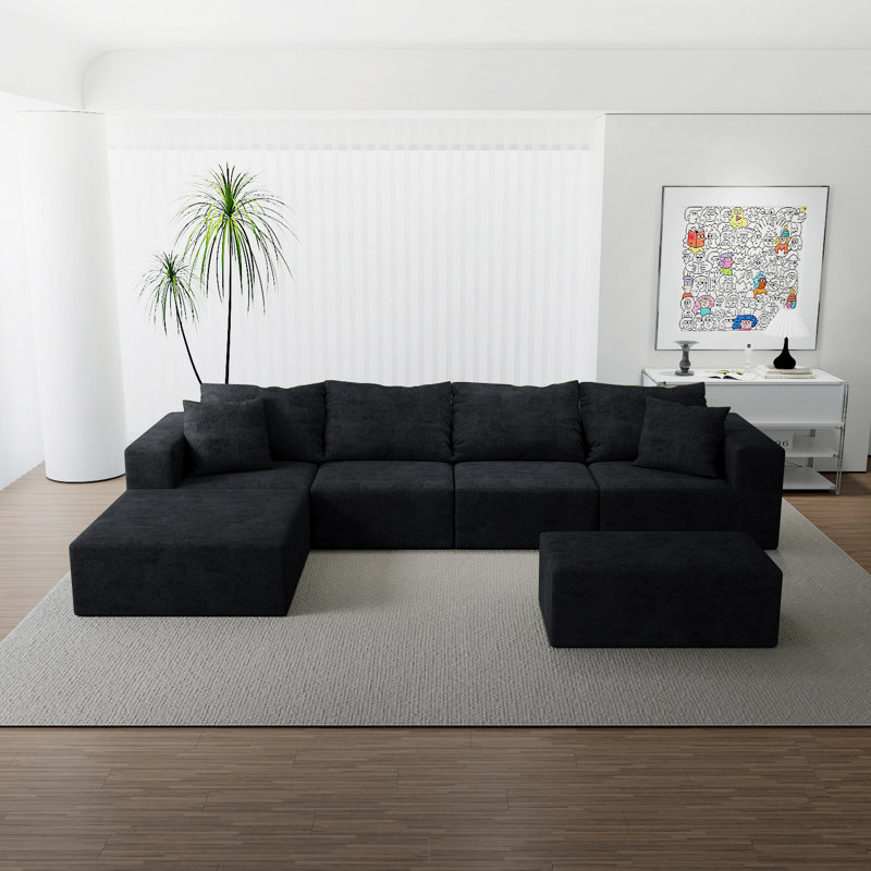 Canapé modulaire convertible en tissu de microfibre