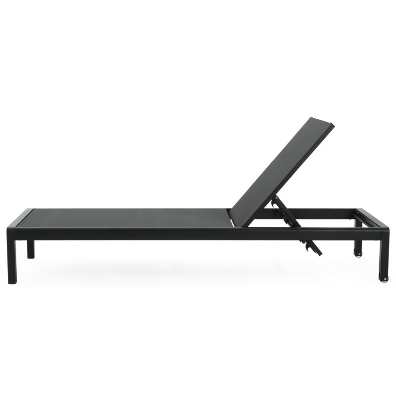 Chaise Recliner Of 2 - Aluminum, Mesh Fabric, Adjustable , Moveable 2 Poolside Breathable Mesh, Rust- Aluminum Frame, Back, Mobile, Black + Gray