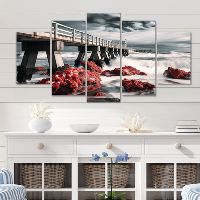 Pier Whispering Waves I - Impression sur toile Coastal Pier - 5 panneaux