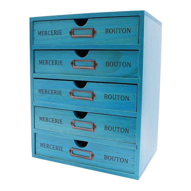 Alischa 12.2'' H X 10'' W Wood Desk Organizer with 5 Drawers