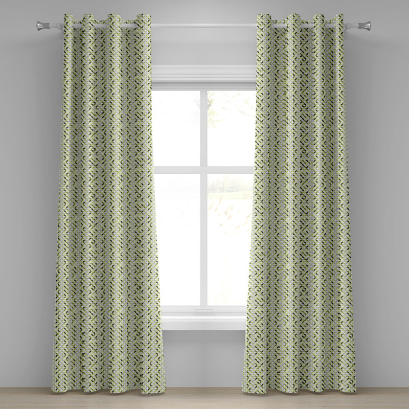 Rideau à œillets décoratif à 2 panneaux East Urban Home, 50 po, vert gris pâle / blanc, L 50 po x L 108 po