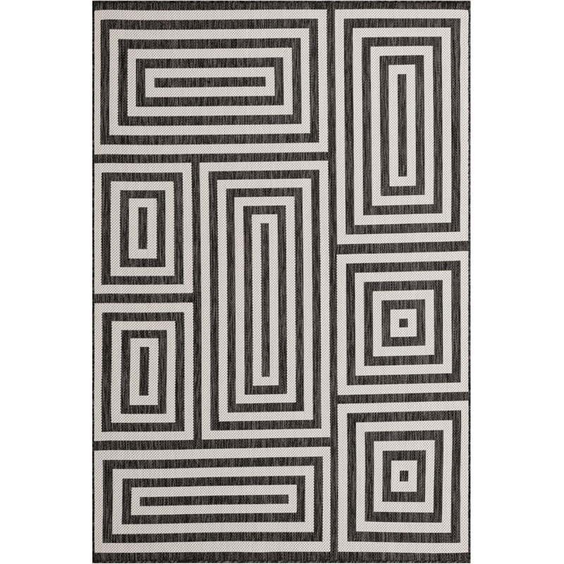 Tapis contemporain noir et blanc Bello, Rectangle 6 pi 1 po x 9 pi