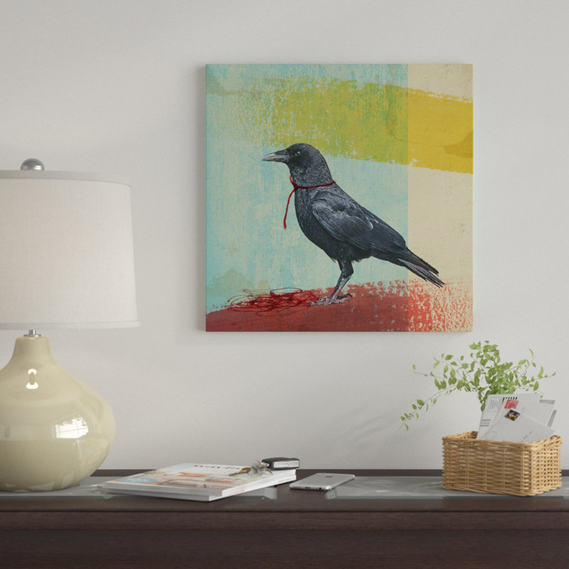 «Crow Freedom» par Vin Zzep, impression sur toile tendue, H 24 po x l 24 po x P 1 po, Papier d'art encadré noir, Blanc