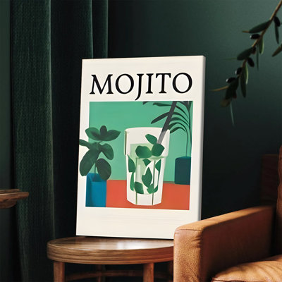 1 PC, art mural, affiche, cocktail Mojito, affiche de cuisine moderne, impression de boisson rétro pour bar à la maison, décor de verdure tropicale minimaliste, salon élégant, salle à manger, décoration murale