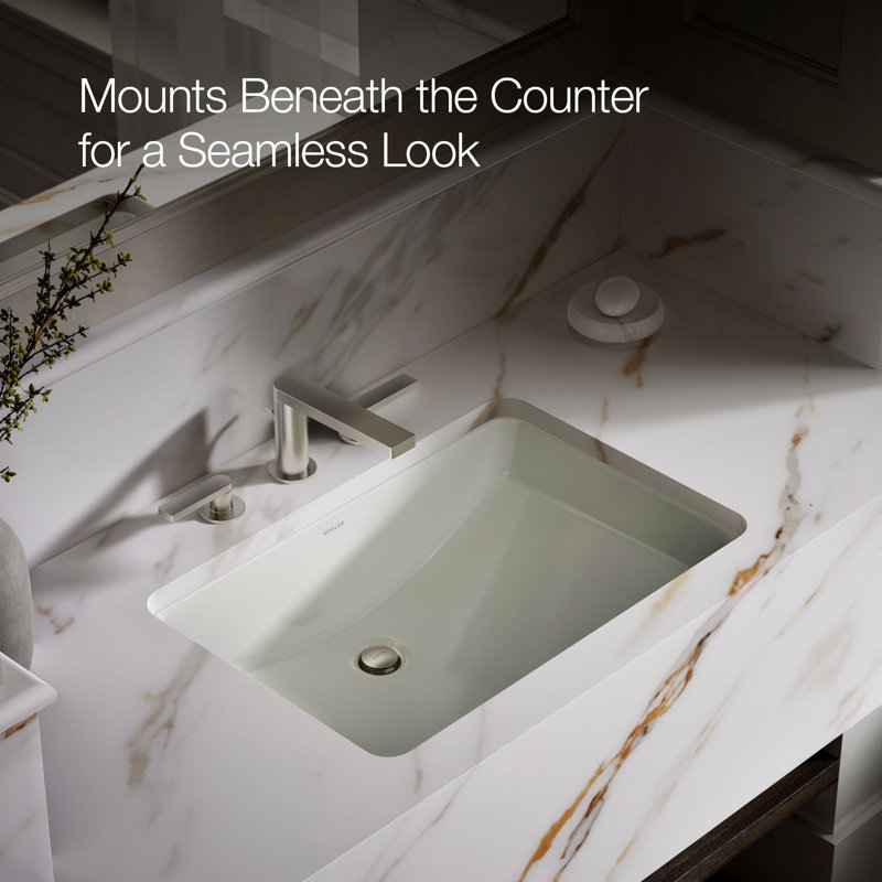 Ladena® Vitreous China Rectangular Undermount Bathroom Sink with Overflow, Dune